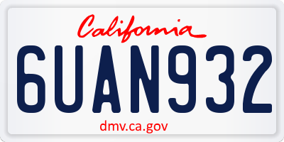 CA license plate 6UAN932