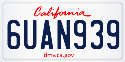 CA license plate 6UAN939