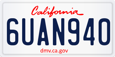 CA license plate 6UAN940