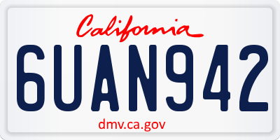 CA license plate 6UAN942