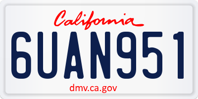 CA license plate 6UAN951
