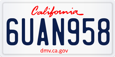 CA license plate 6UAN958