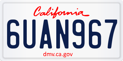 CA license plate 6UAN967