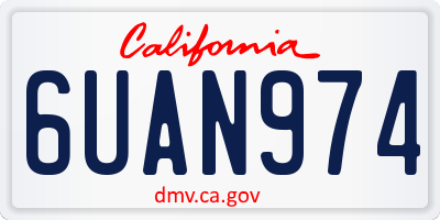 CA license plate 6UAN974