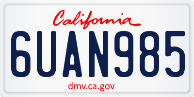 CA license plate 6UAN985