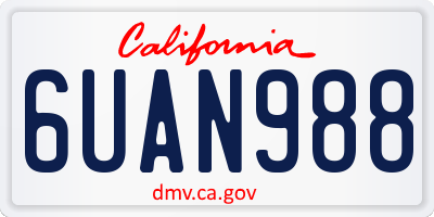 CA license plate 6UAN988