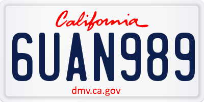 CA license plate 6UAN989