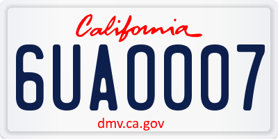 CA license plate 6UAO007
