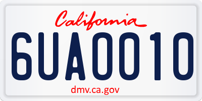 CA license plate 6UAO010