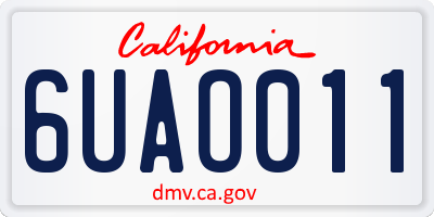 CA license plate 6UAO011