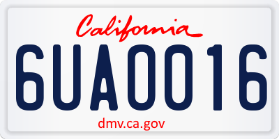 CA license plate 6UAO016