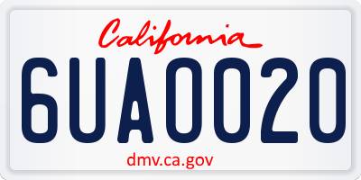CA license plate 6UAO020