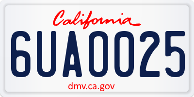 CA license plate 6UAO025