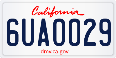 CA license plate 6UAO029