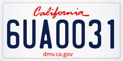 CA license plate 6UAO031