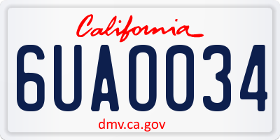 CA license plate 6UAO034