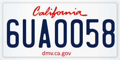 CA license plate 6UAO058