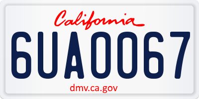 CA license plate 6UAO067