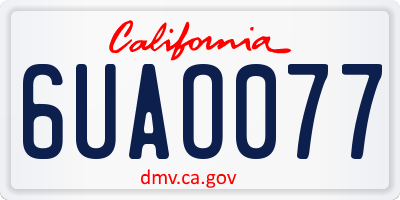 CA license plate 6UAO077