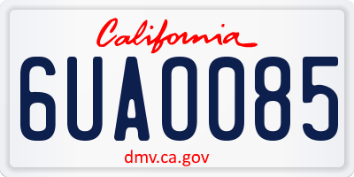 CA license plate 6UAO085