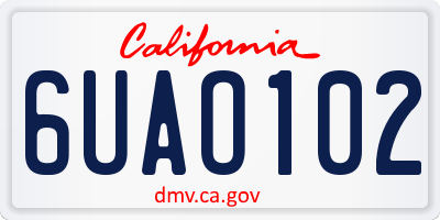 CA license plate 6UAO102