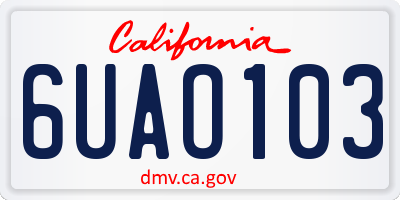 CA license plate 6UAO103