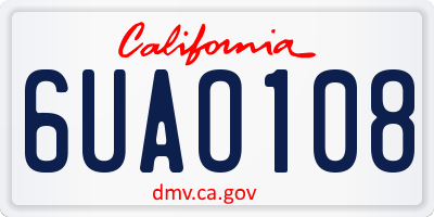 CA license plate 6UAO108
