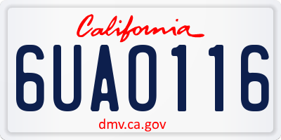 CA license plate 6UAO116