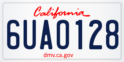 CA license plate 6UAO128