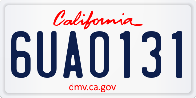 CA license plate 6UAO131