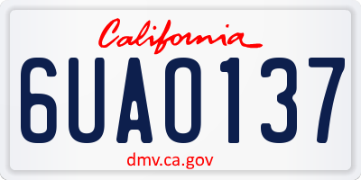CA license plate 6UAO137