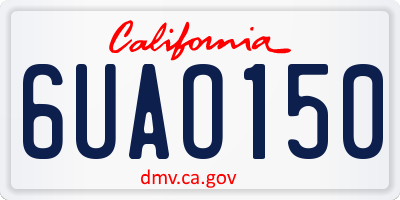 CA license plate 6UAO150