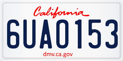 CA license plate 6UAO153