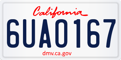 CA license plate 6UAO167