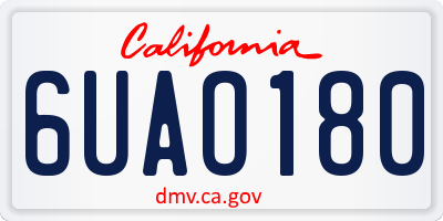 CA license plate 6UAO180