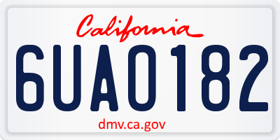 CA license plate 6UAO182