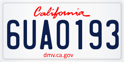 CA license plate 6UAO193