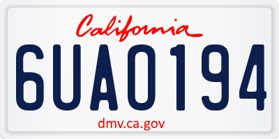 CA license plate 6UAO194