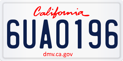 CA license plate 6UAO196