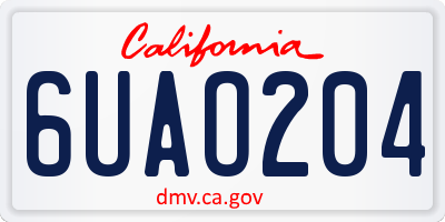 CA license plate 6UAO204