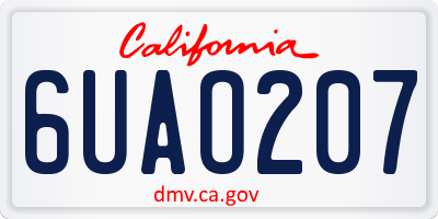 CA license plate 6UAO207