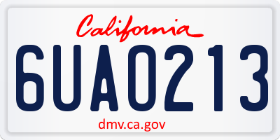 CA license plate 6UAO213