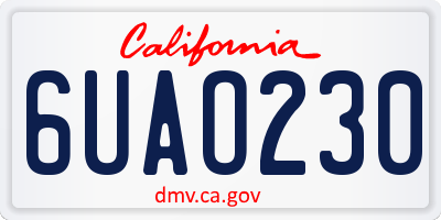 CA license plate 6UAO230