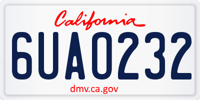 CA license plate 6UAO232