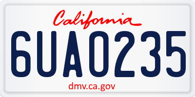 CA license plate 6UAO235