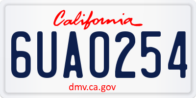 CA license plate 6UAO254