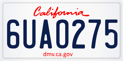 CA license plate 6UAO275