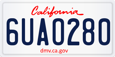CA license plate 6UAO280
