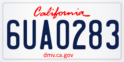 CA license plate 6UAO283