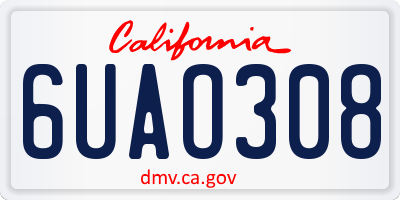 CA license plate 6UAO308